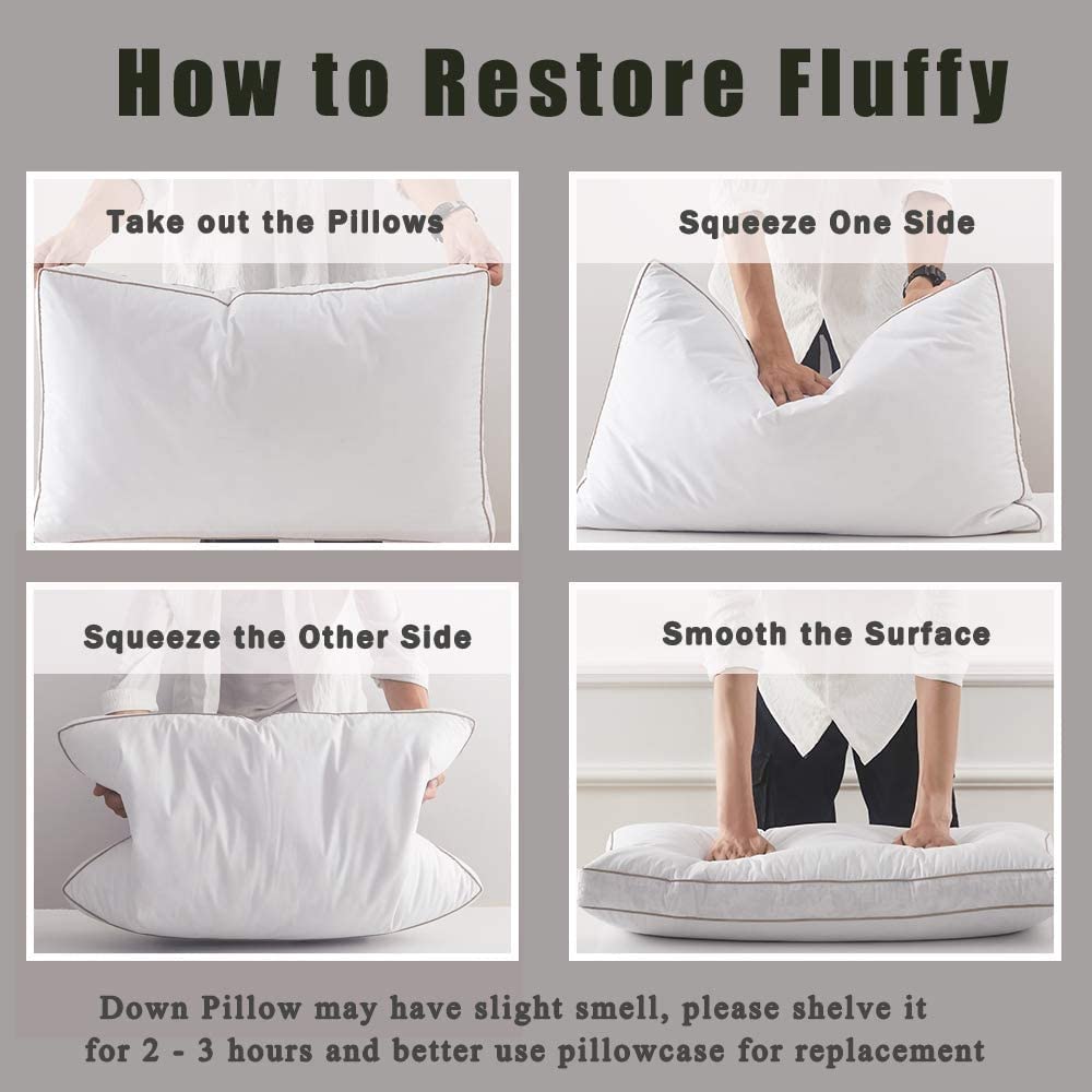 RYLMSM Neck Pillows for Sleeping Bed Cotton Shell Down King Queen Size