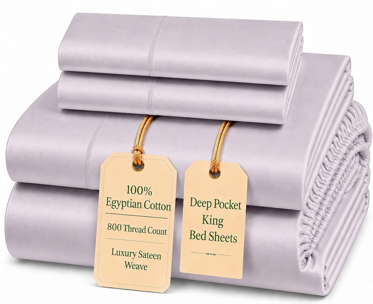 Egyptian Cotton Sateen Deep Pocket Sheet Set