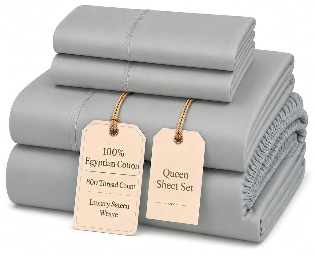 Egyptian Cotton Sateen Deep Pocket Sheet Set