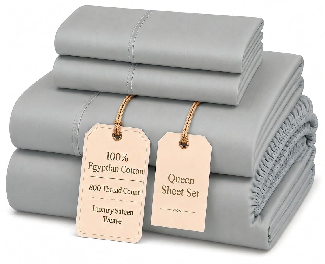 Egyptian Cotton Sateen Deep Pocket Sheet Set