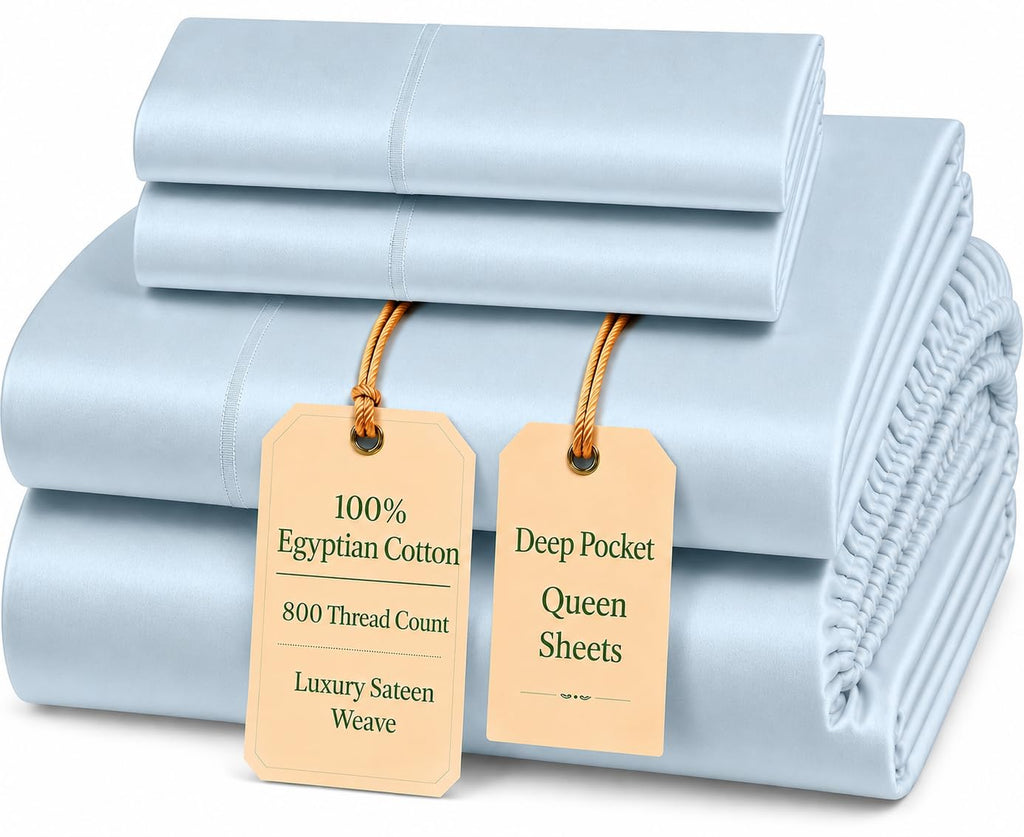 Egyptian Cotton Sateen Deep Pocket Sheet Set
