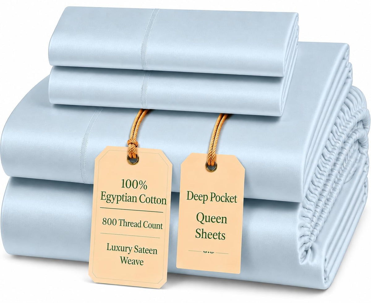 Egyptian Cotton Sateen Deep Pocket Sheet Set
