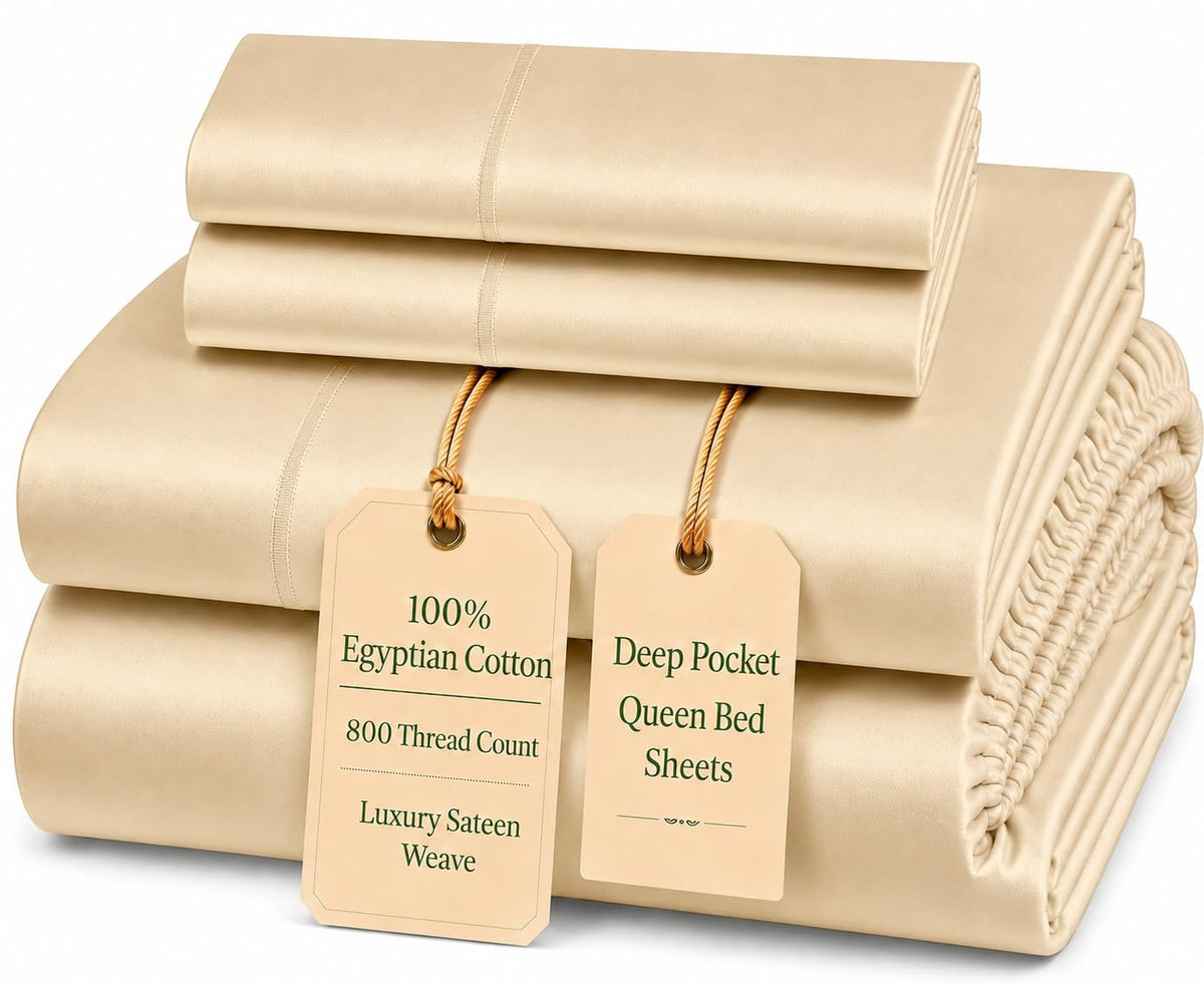 Egyptian Cotton Sateen Deep Pocket Sheet Set