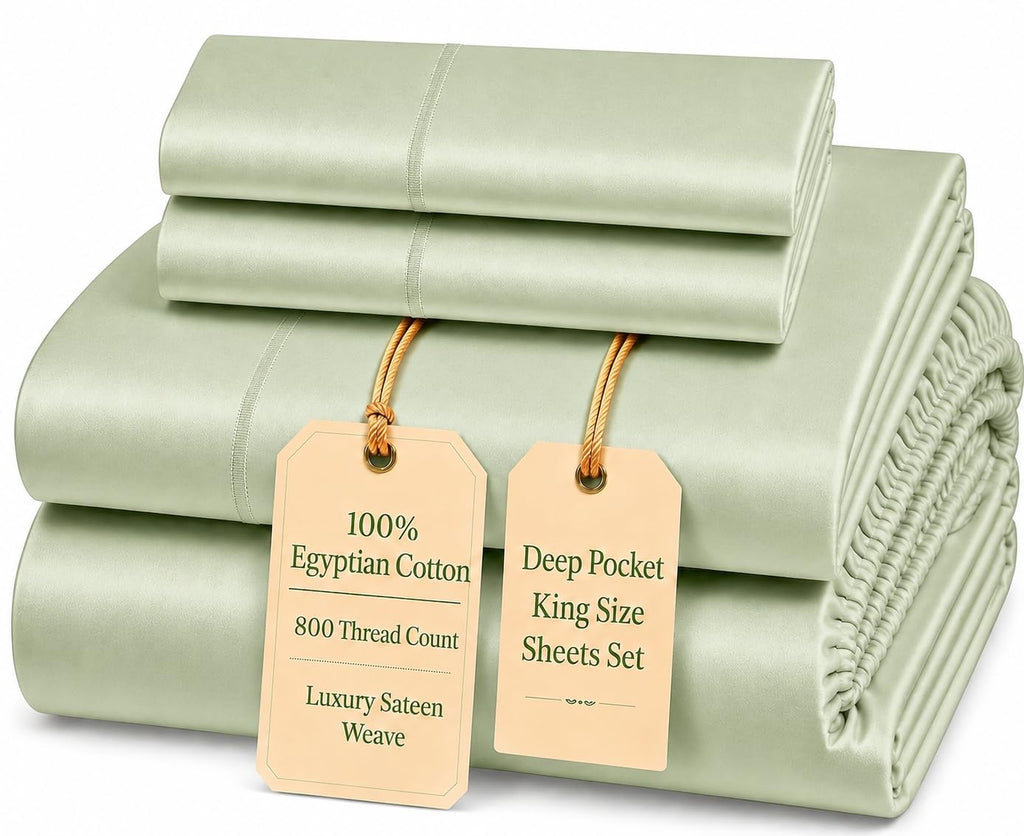 Egyptian Cotton Sateen Deep Pocket Sheet Set