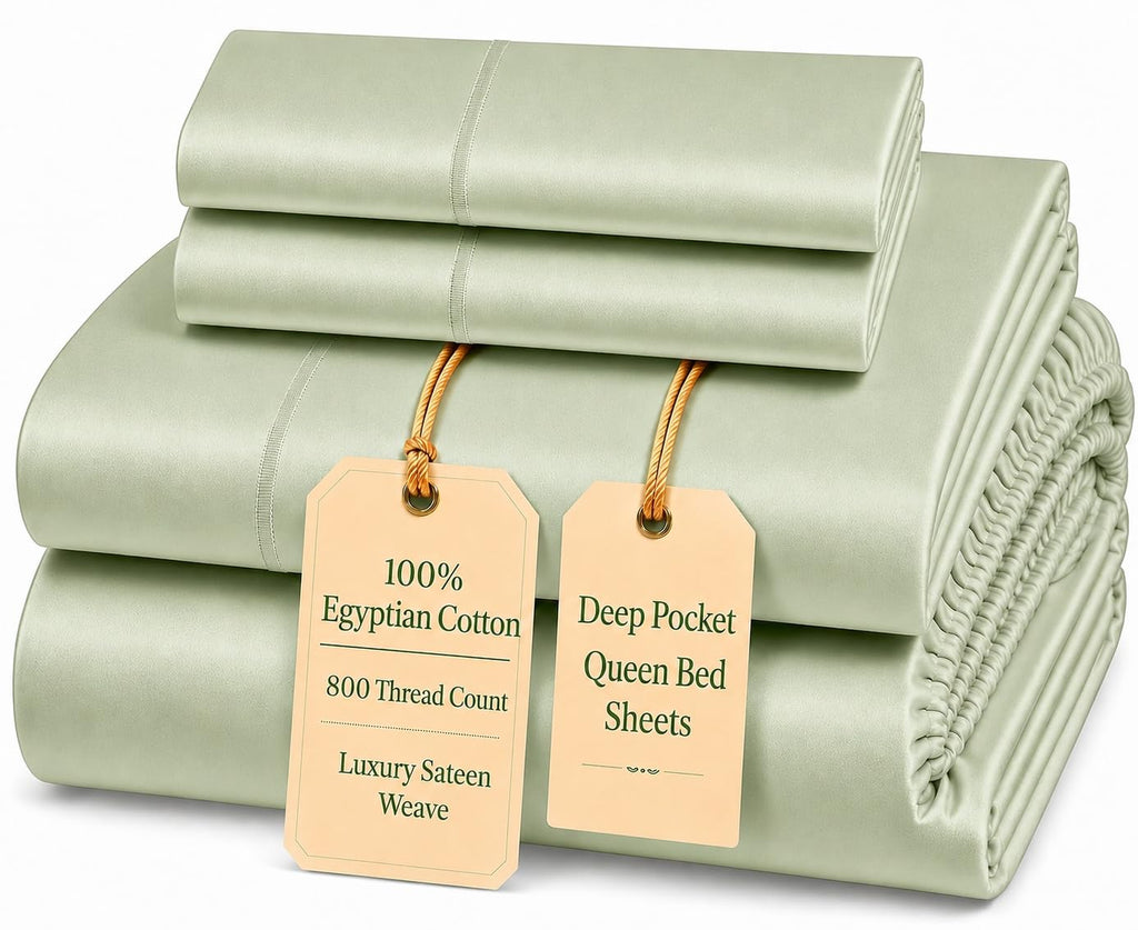 Egyptian Cotton Sateen Deep Pocket Sheet Set