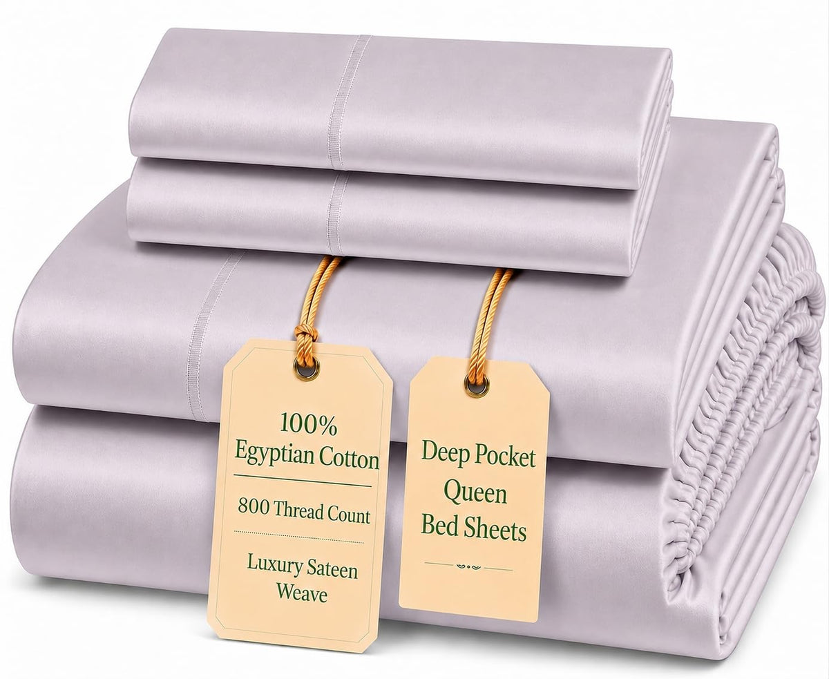 Egyptian Cotton Sateen Deep Pocket Sheet Set
