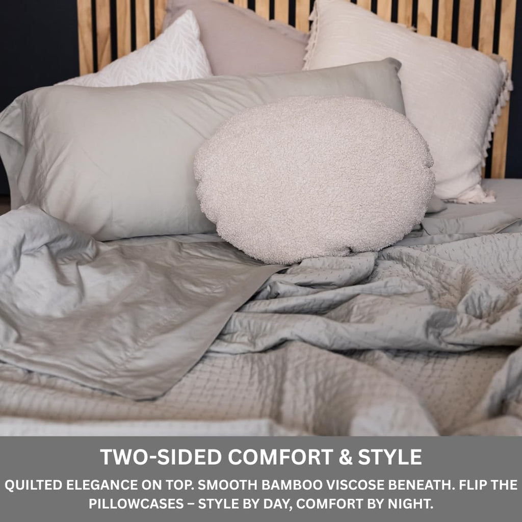 Bamboo Viscose Quilted Split Queen Sheet Set for Adjustable Beds