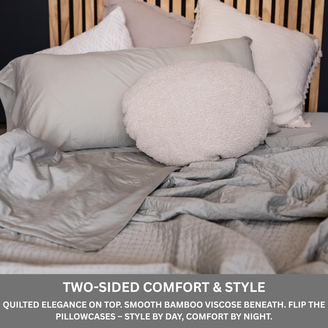 Bamboo Viscose Quilted Split Queen Sheet Set for Adjustable Beds