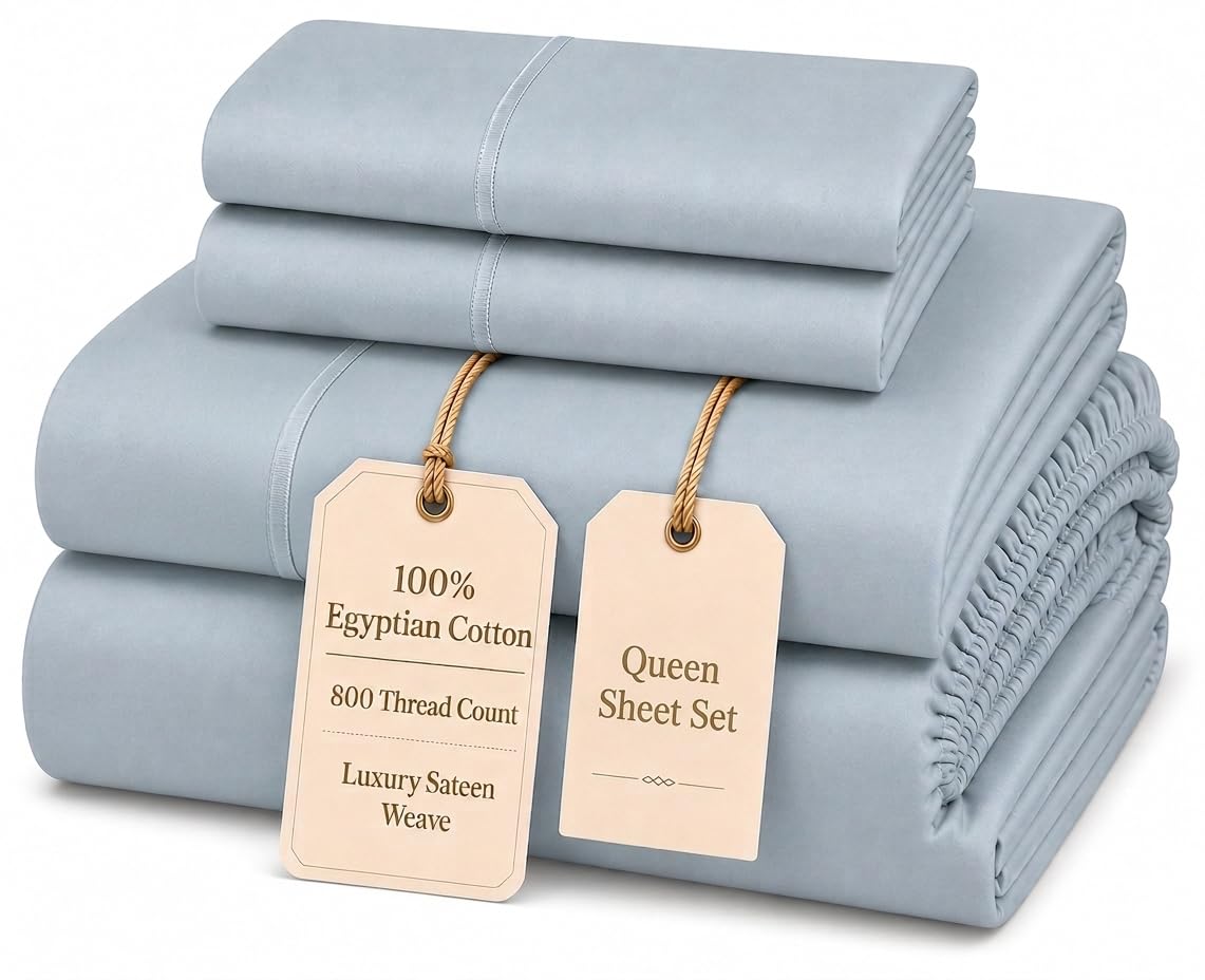 Egyptian Cotton Sateen Deep Pocket Sheet Set