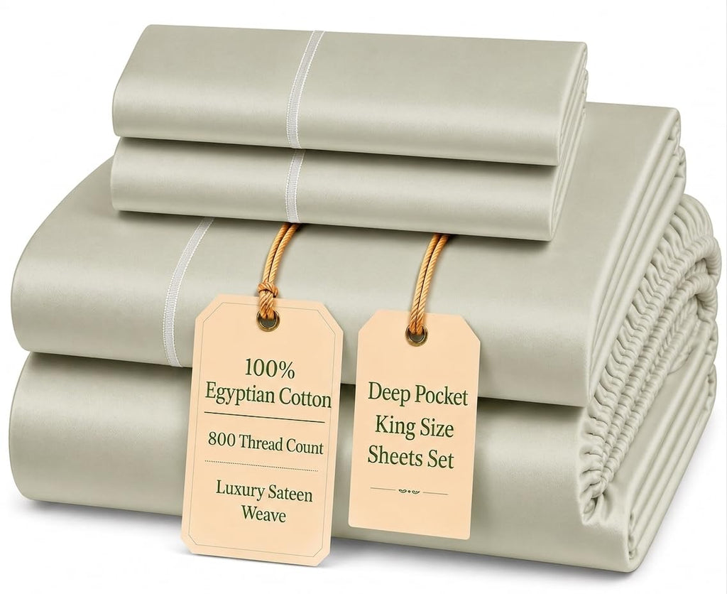 Egyptian Cotton Sateen Deep Pocket Sheet Set
