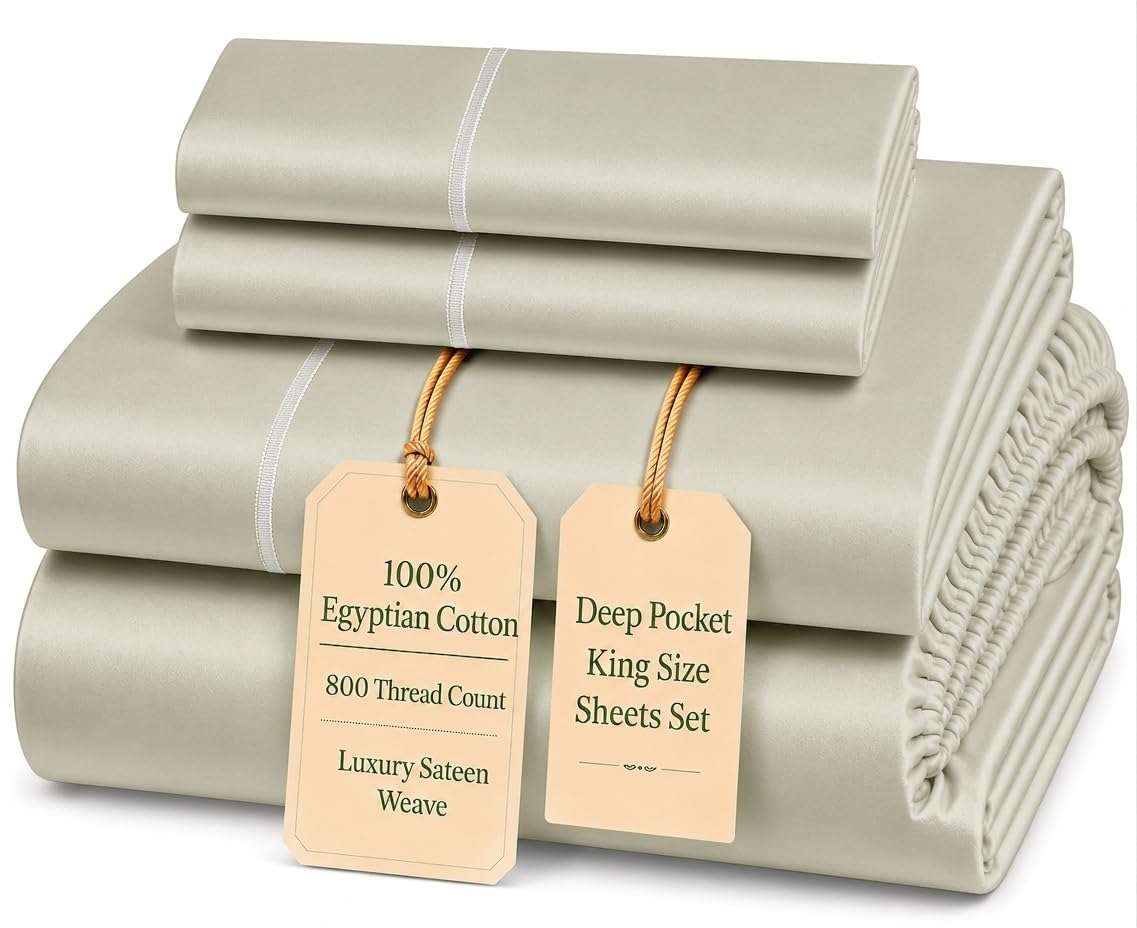 Egyptian Cotton Sateen Deep Pocket Sheet Set