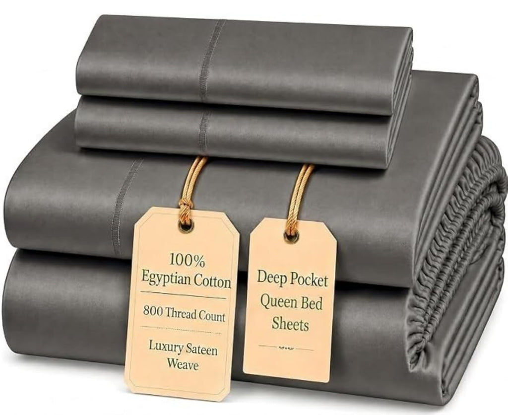 Egyptian Cotton Sateen Deep Pocket Sheet Set