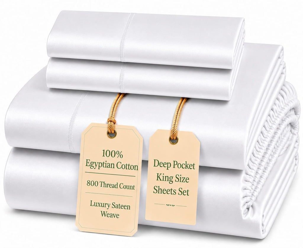 Egyptian Cotton Sateen Deep Pocket Sheet Set