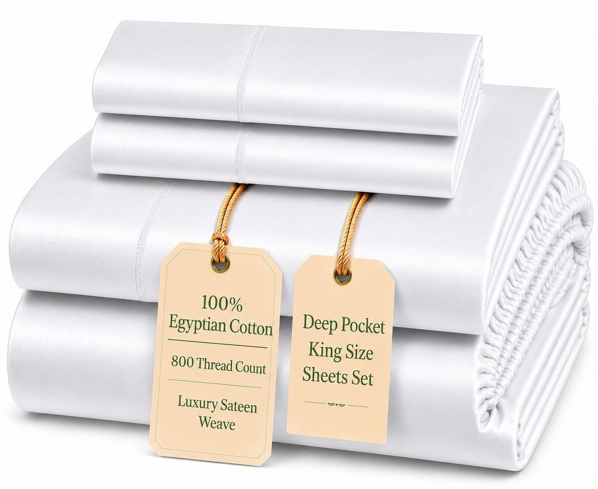 Egyptian Cotton Sateen Deep Pocket Sheet Set