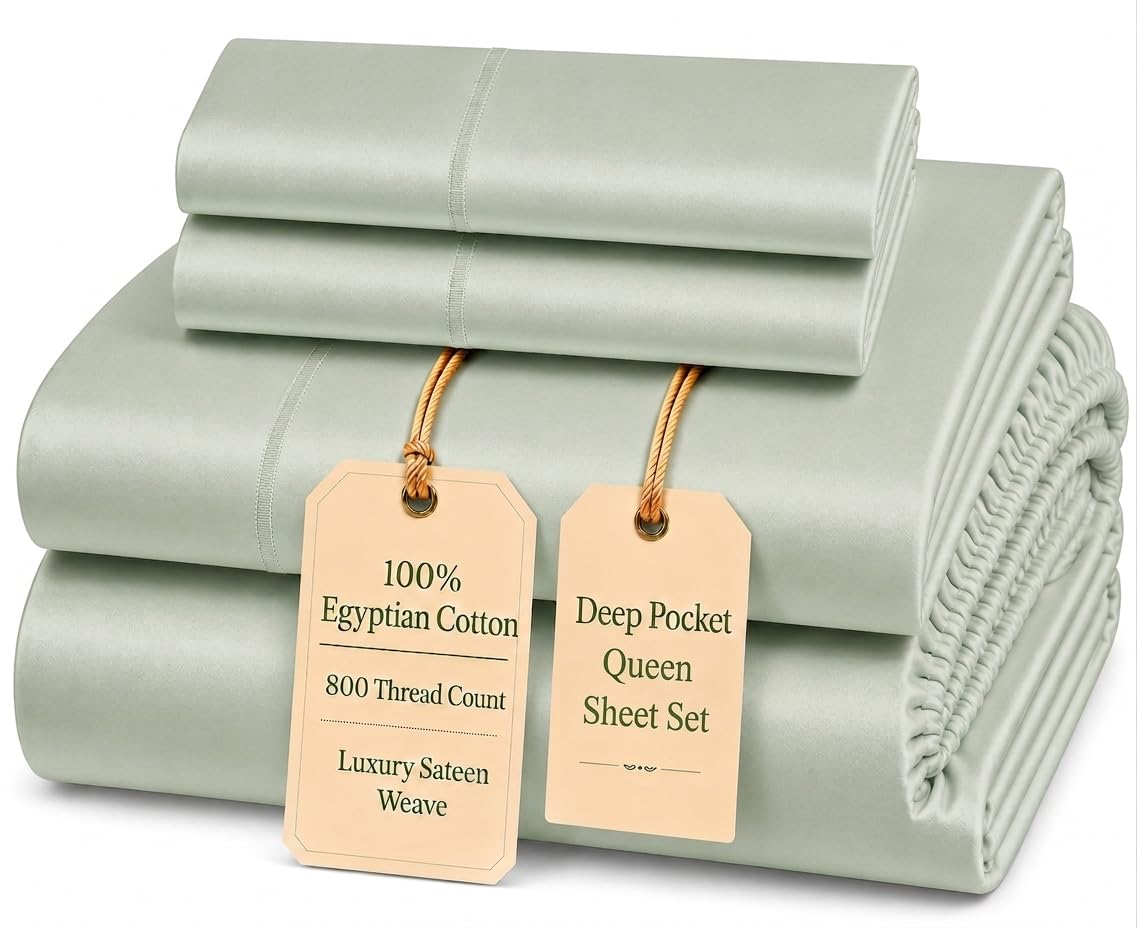 Egyptian Cotton Sateen Deep Pocket Sheet Set