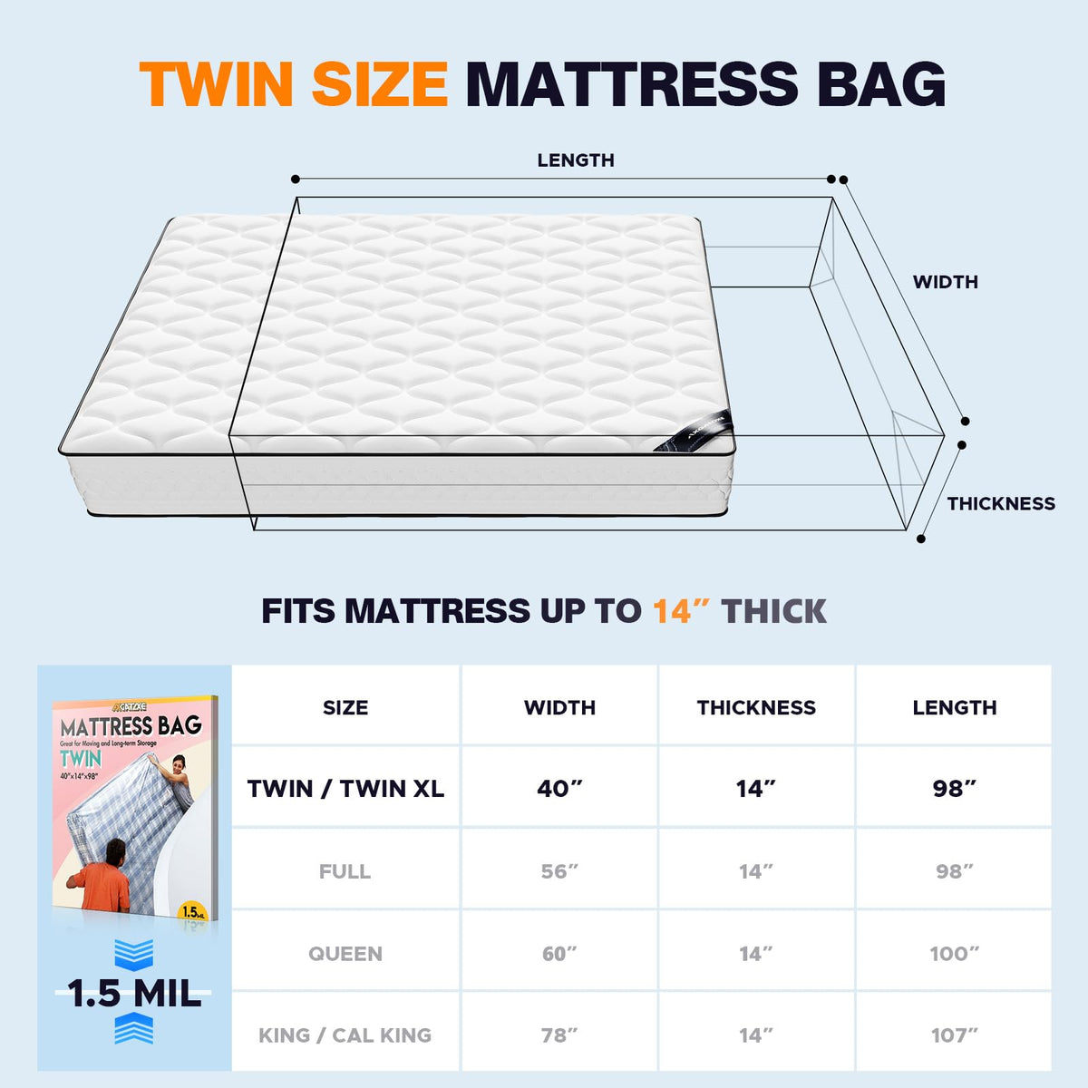 Waterproof Mattress Storage & Moving Bag