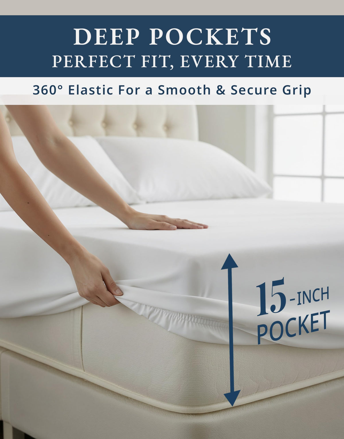 Egyptian Cotton Sateen Sheet Set with Fully Elasticized Fitted Sheet