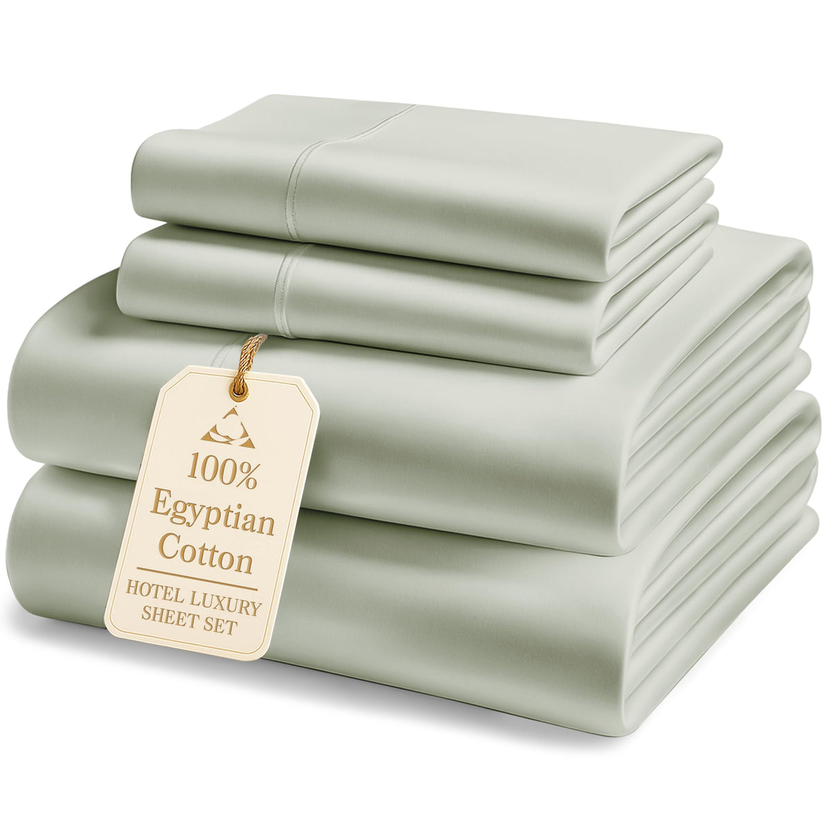 Egyptian Cotton Sateen Sheet Set with Fully Elasticized Fitted Sheet