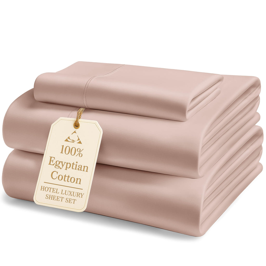 Egyptian Cotton Sateen Sheet Set with Fully Elasticized Fitted Sheet