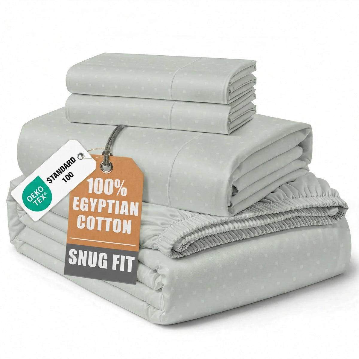 Egyptian Cotton Sateen Sheet Set with Fully Elasticized Fitted Sheet