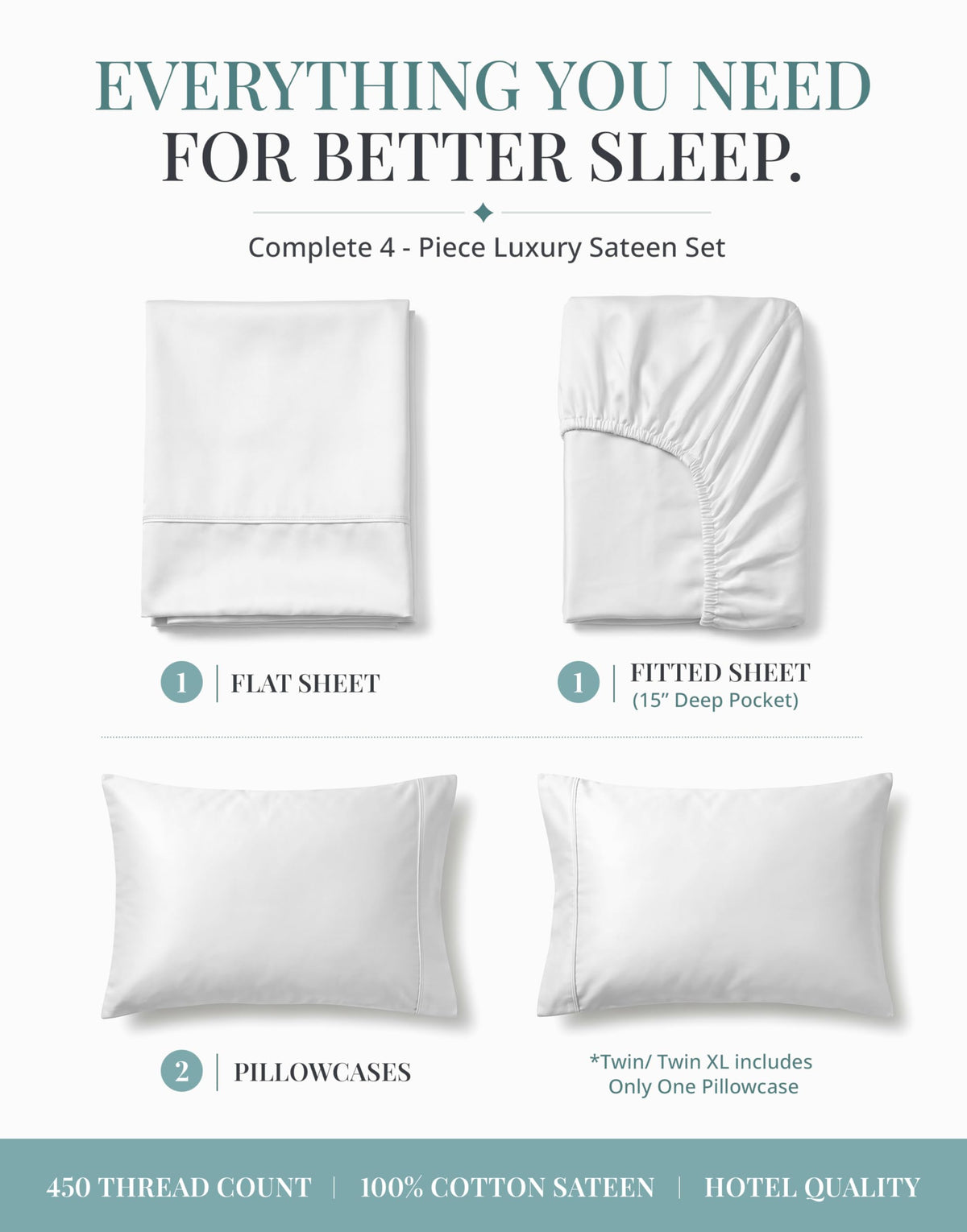 100% Cotton Sateen 500TC Sheet Set - Moonstruck