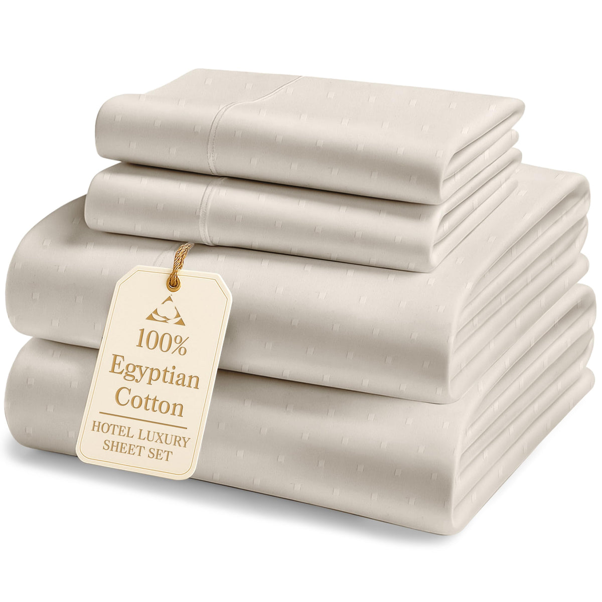 Egyptian Cotton Sateen Sheet Set with Fully Elasticized Fitted Sheet