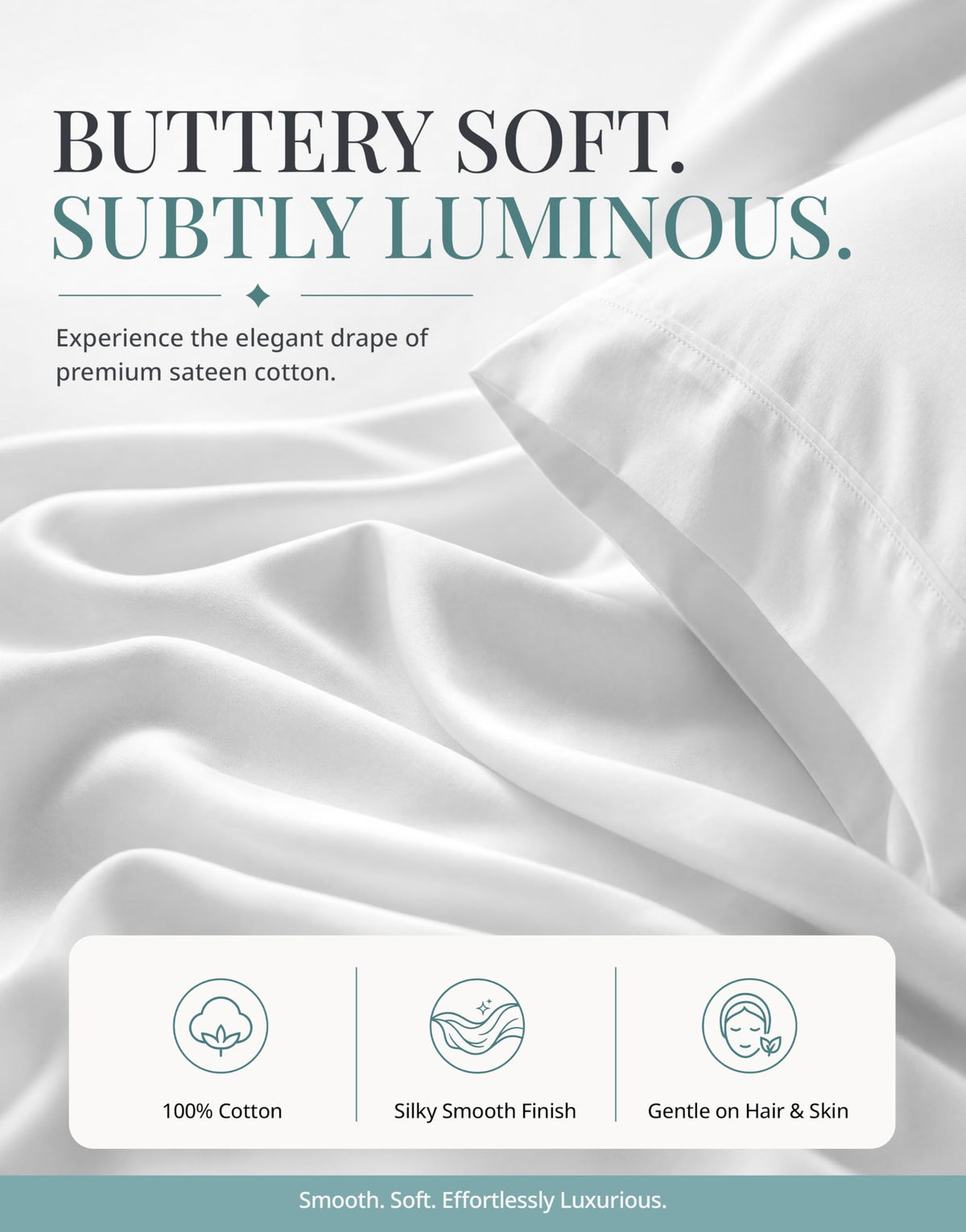 100% Cotton Sateen 500TC Sheet Set - Moonstruck