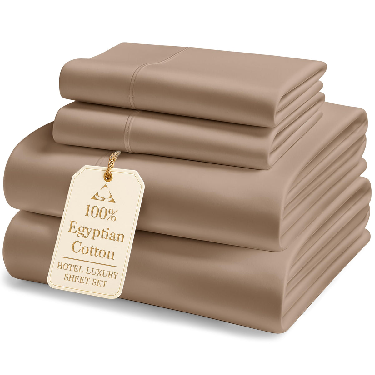 Egyptian Cotton Sateen Sheet Set with Fully Elasticized Fitted Sheet