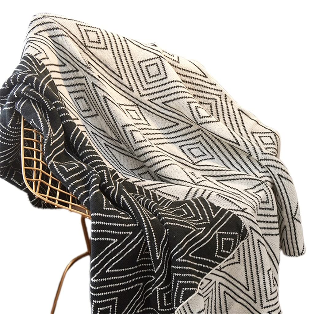 Double-Sided Jacquard Knitted Throw Blanket