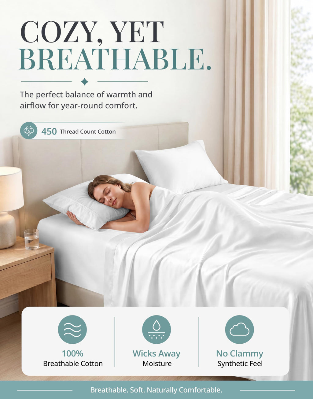 100% Cotton Sateen 500TC Sheet Set - Moonstruck
