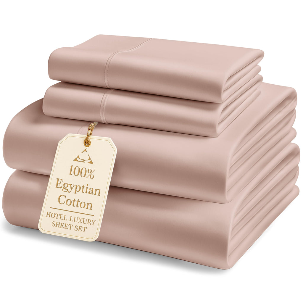 Egyptian Cotton Sateen Sheet Set with Fully Elasticized Fitted Sheet