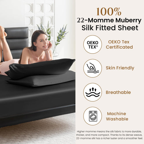 22 Momme Mulberry Silk Deep Pocket Fitted Sheet