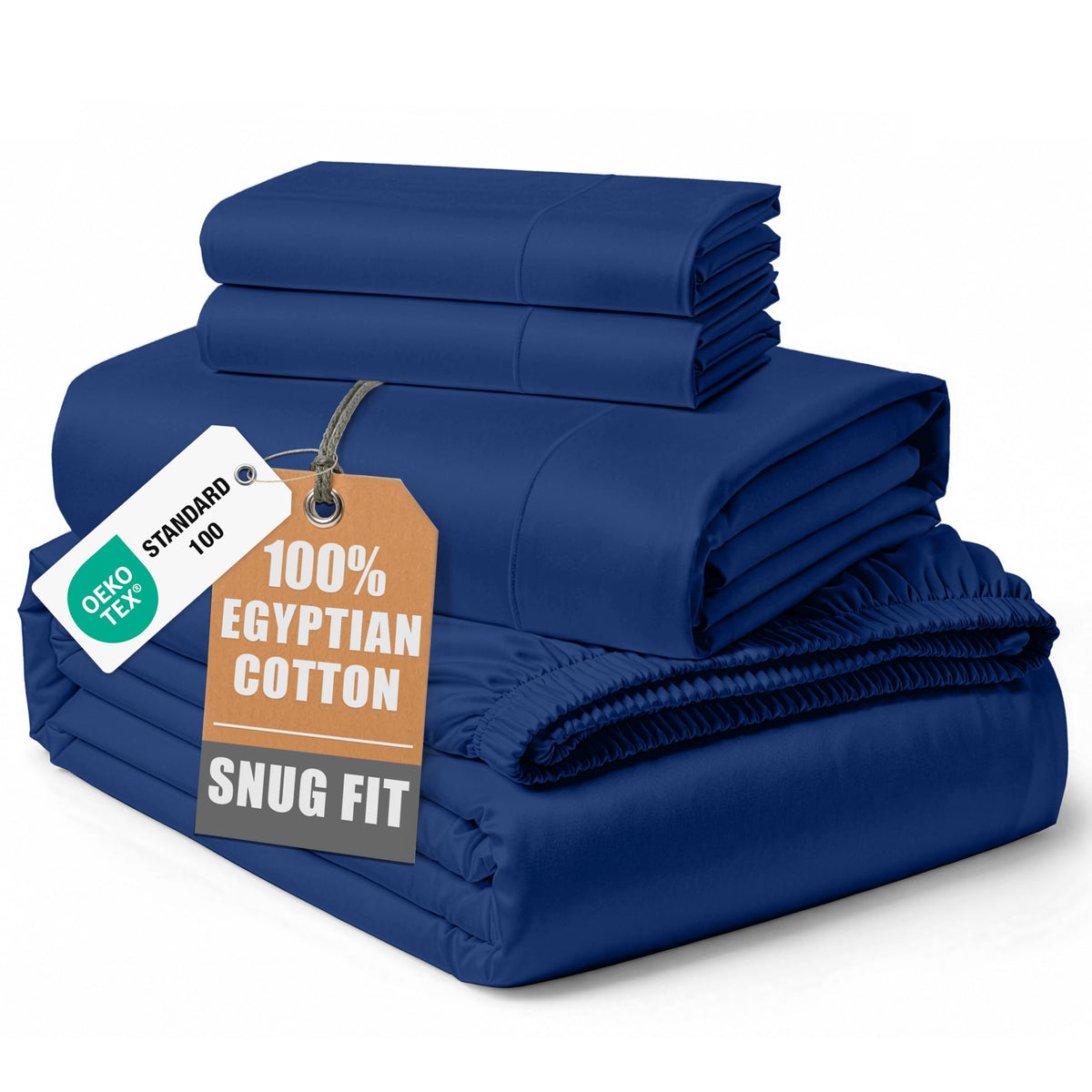 Egyptian Cotton Sateen Sheet Set with Fully Elasticized Fitted Sheet