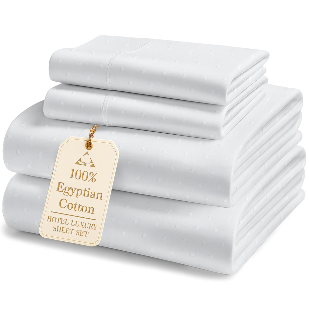 Egyptian Cotton Sateen Sheet Set with Fully Elasticized Fitted Sheet