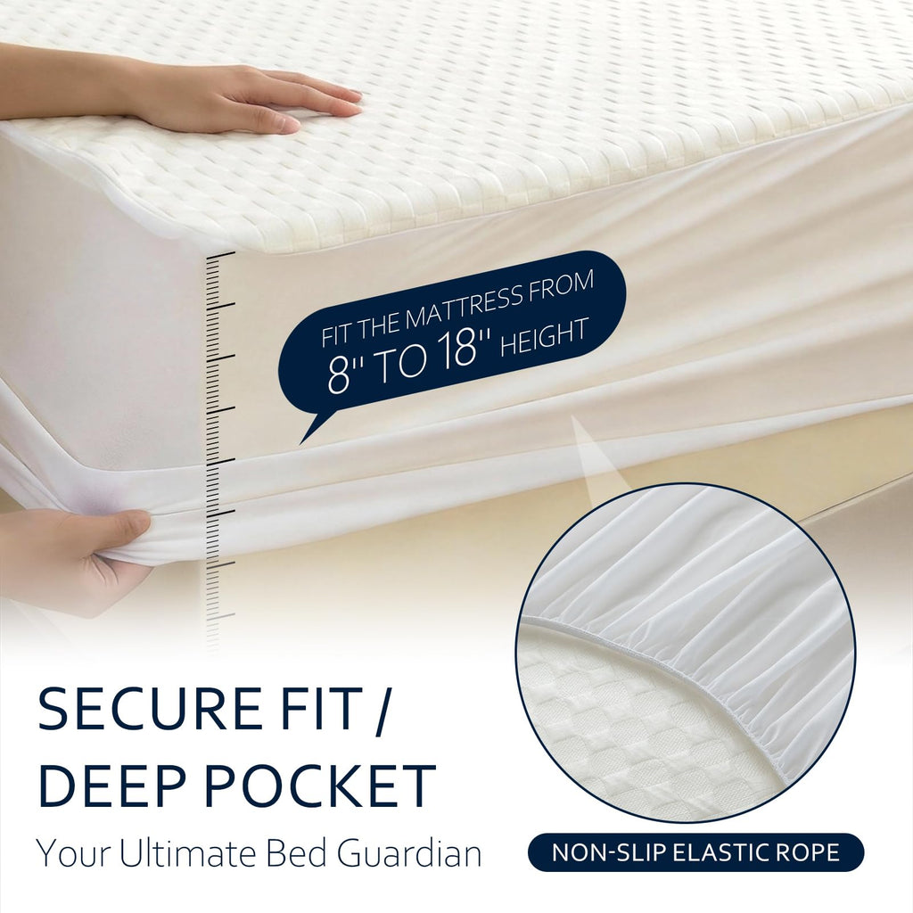 RestTwill Waterproof Mattress Protector Queen, 3D Waffle, 18" Deep