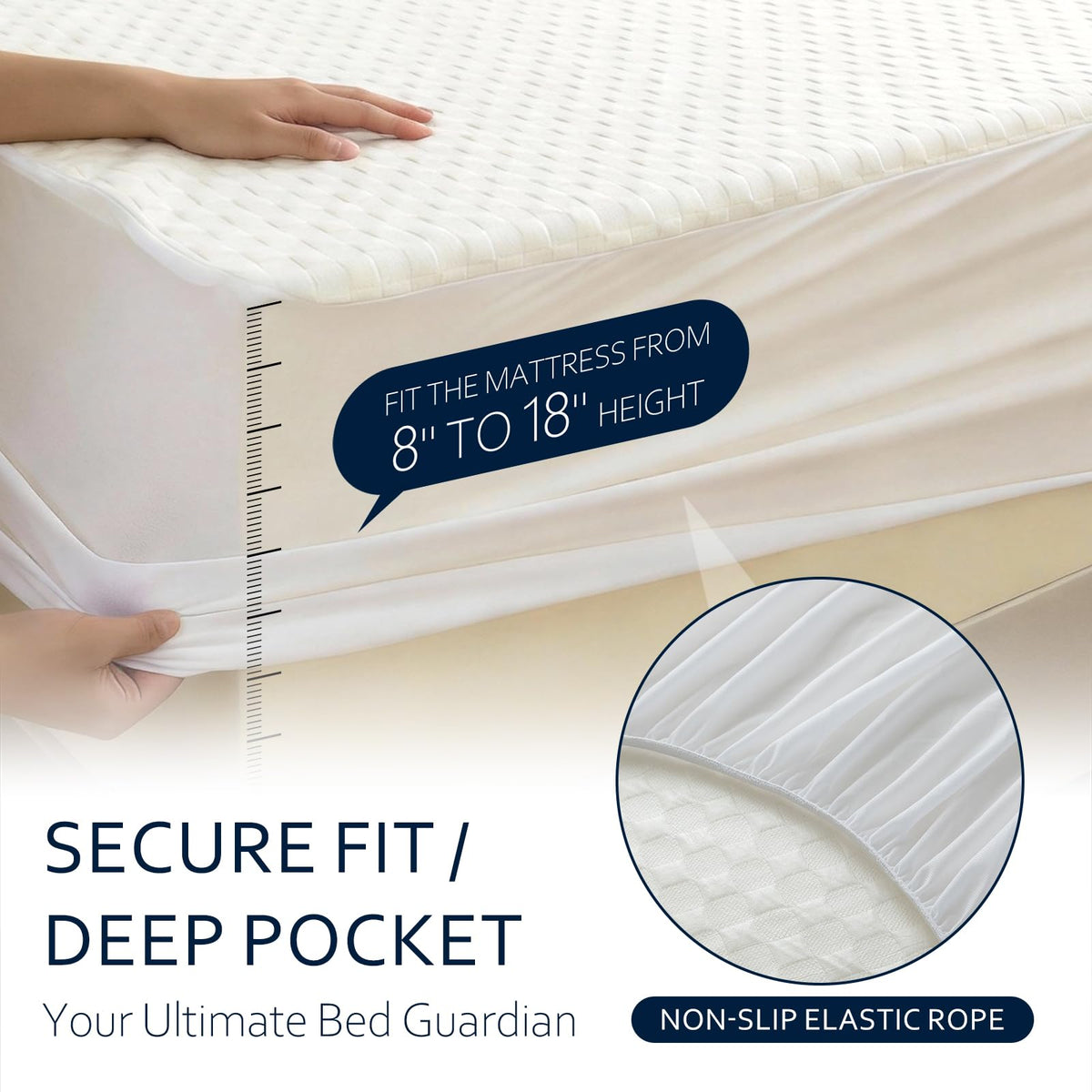 RestTwill Waterproof Mattress Protector Queen, 3D Waffle, 18" Deep