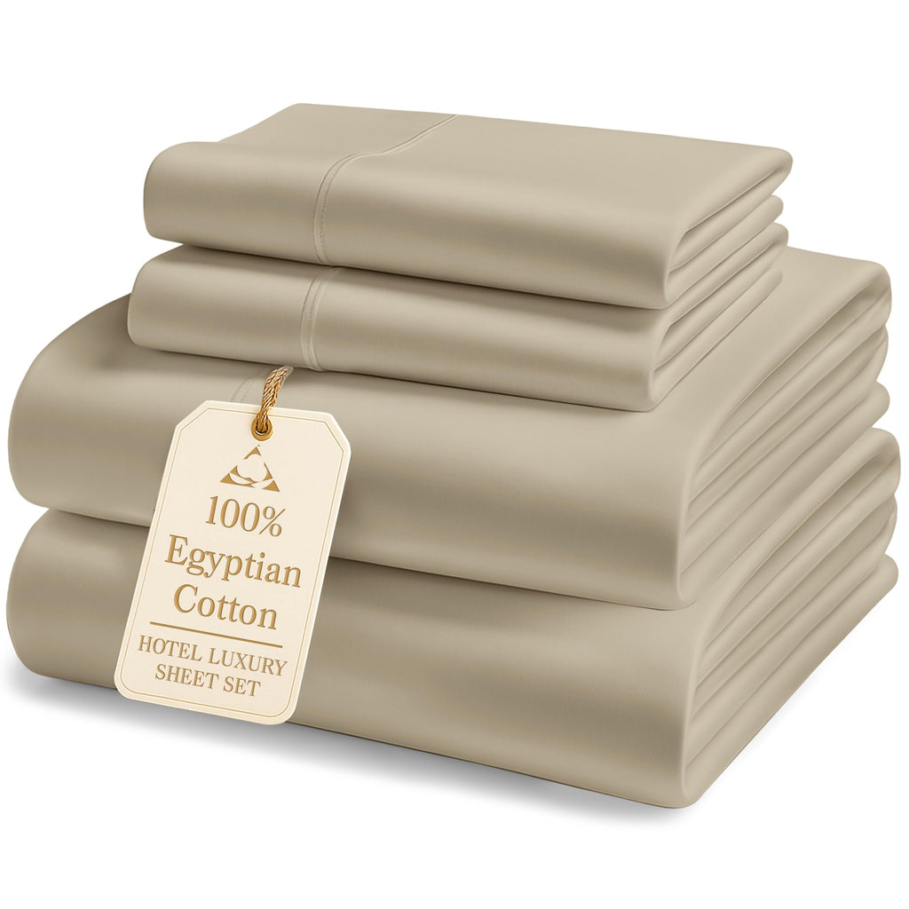 Egyptian Cotton Sateen Sheet Set with Fully Elasticized Fitted Sheet