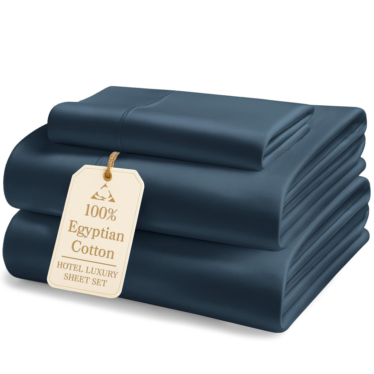 Egyptian Cotton Sateen Sheet Set with Fully Elasticized Fitted Sheet
