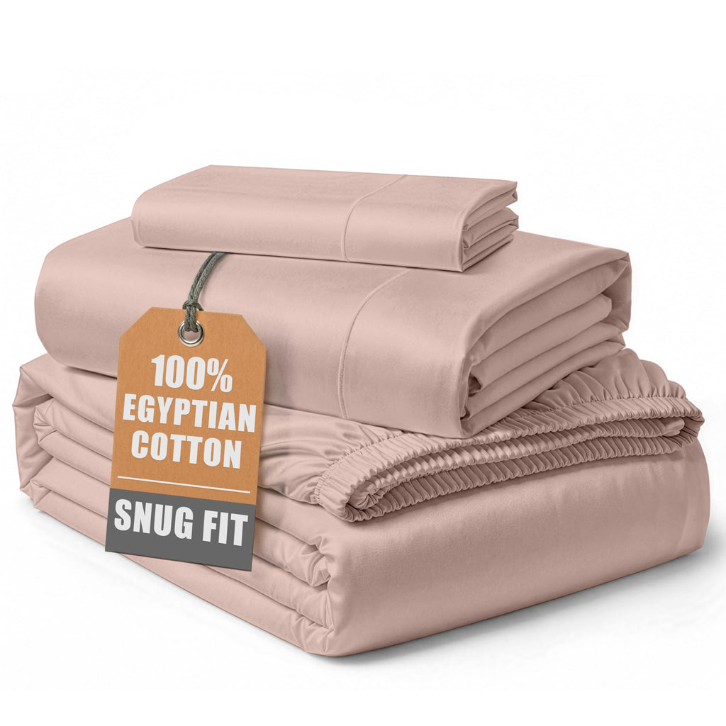 Egyptian Cotton Sateen Sheet Set with Fully Elasticized Fitted Sheet