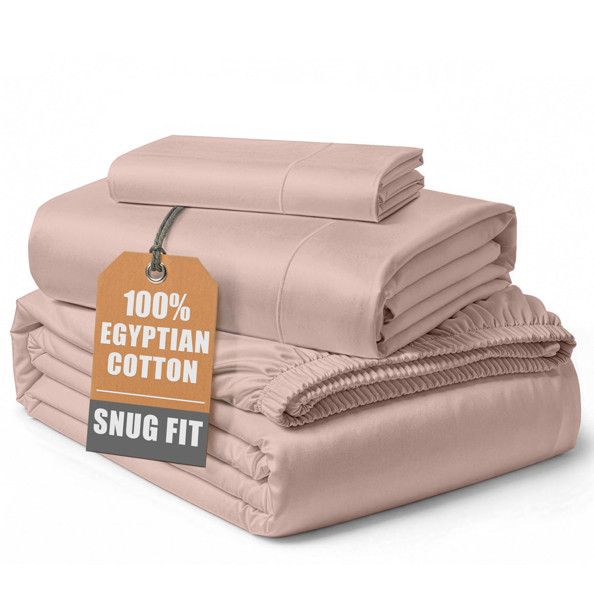 Egyptian Cotton Sateen Sheet Set with Fully Elasticized Fitted Sheet