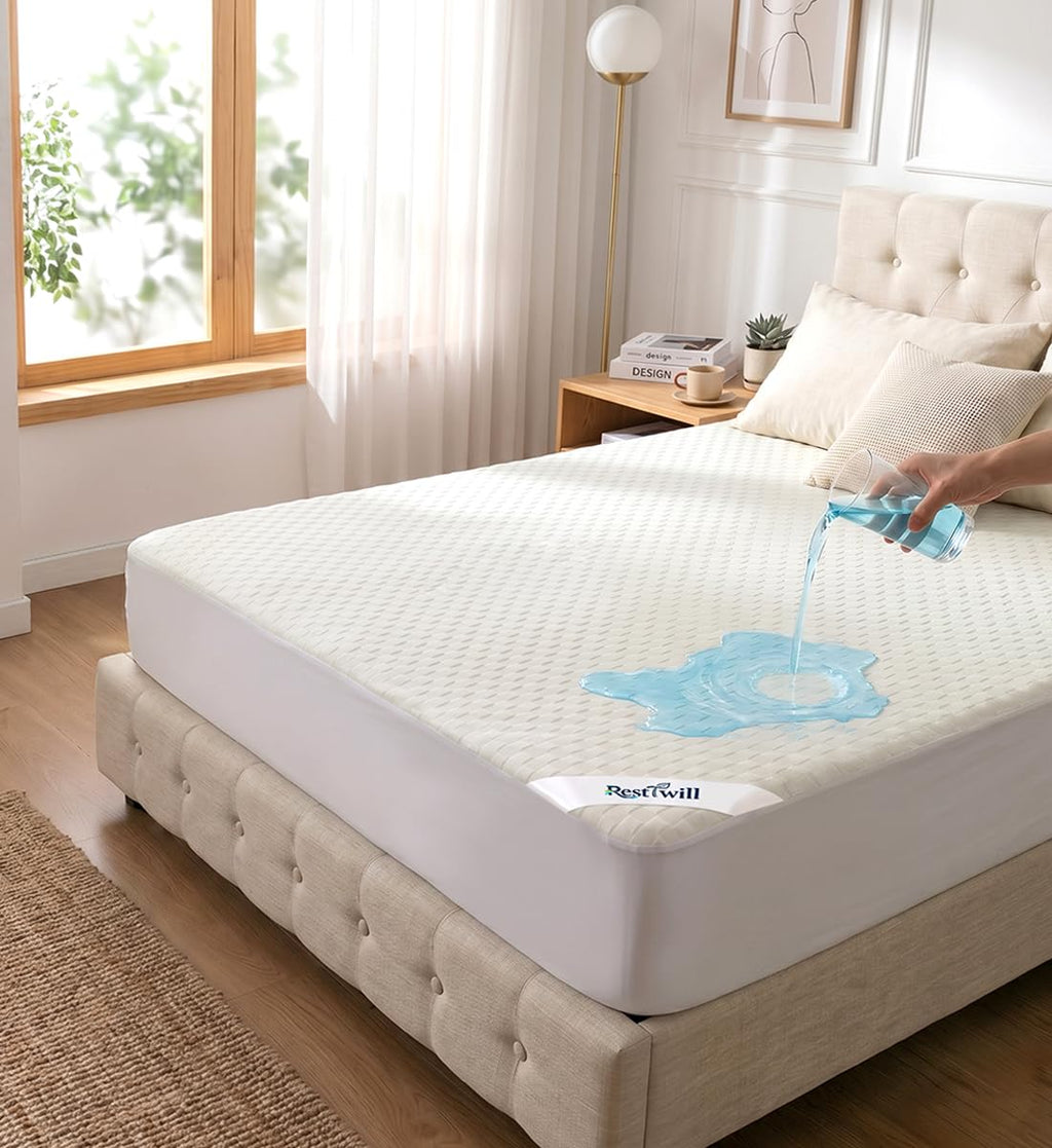 RestTwill Waterproof Mattress Protector Queen, 3D Waffle, 18" Deep