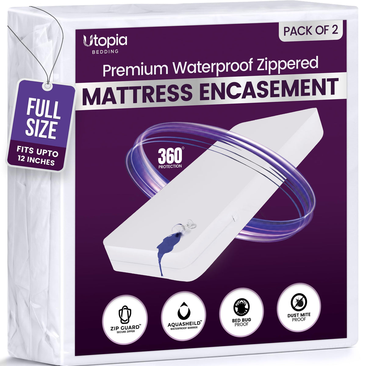 Waterproof 6-Sided Zippered Mattress Encasement