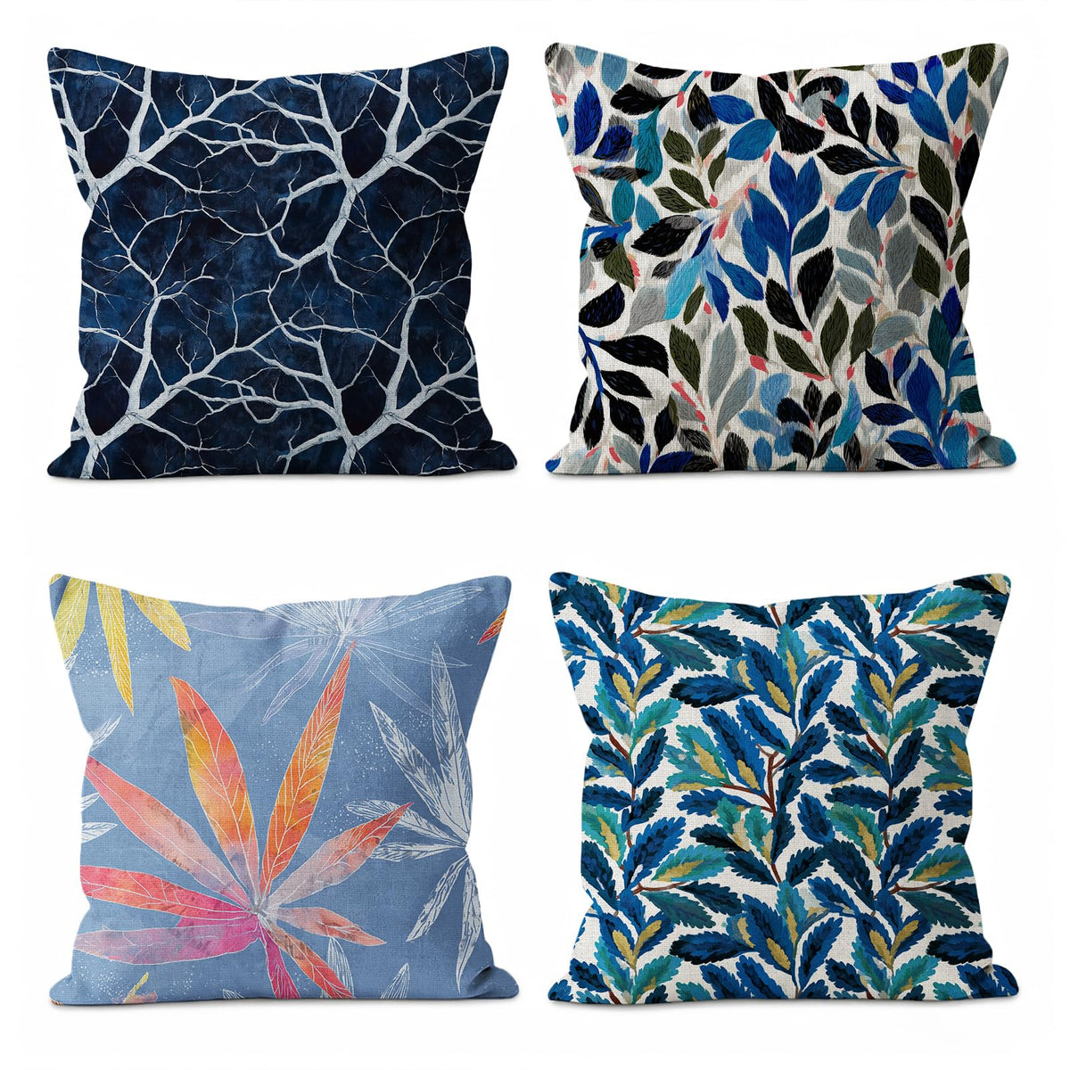 Vintage Floral Throw Pillow Covers 4-Pack