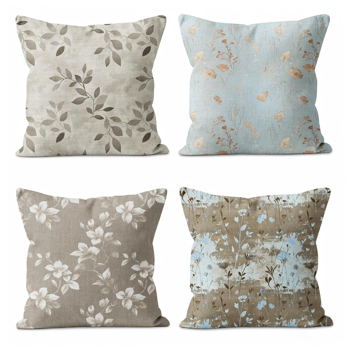 Vintage Floral Throw Pillow Covers 4-Pack