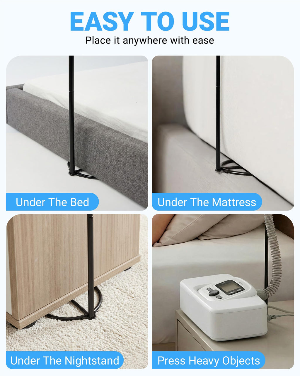 Adjustable CPAP Hose Holder with Swivel Arm
