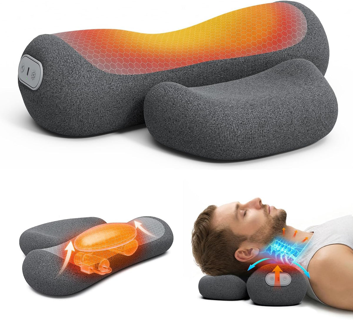 Yunari 3-in-1 Cordless Cervical Neck Support Pillow with Gentle Heat