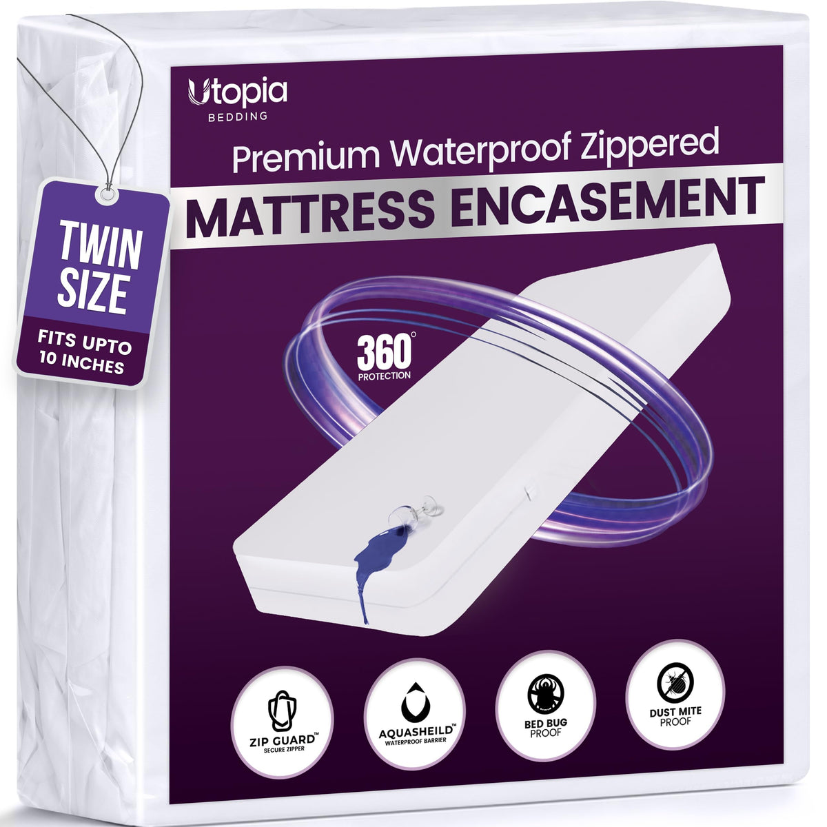 Waterproof 6-Sided Zippered Mattress Encasement