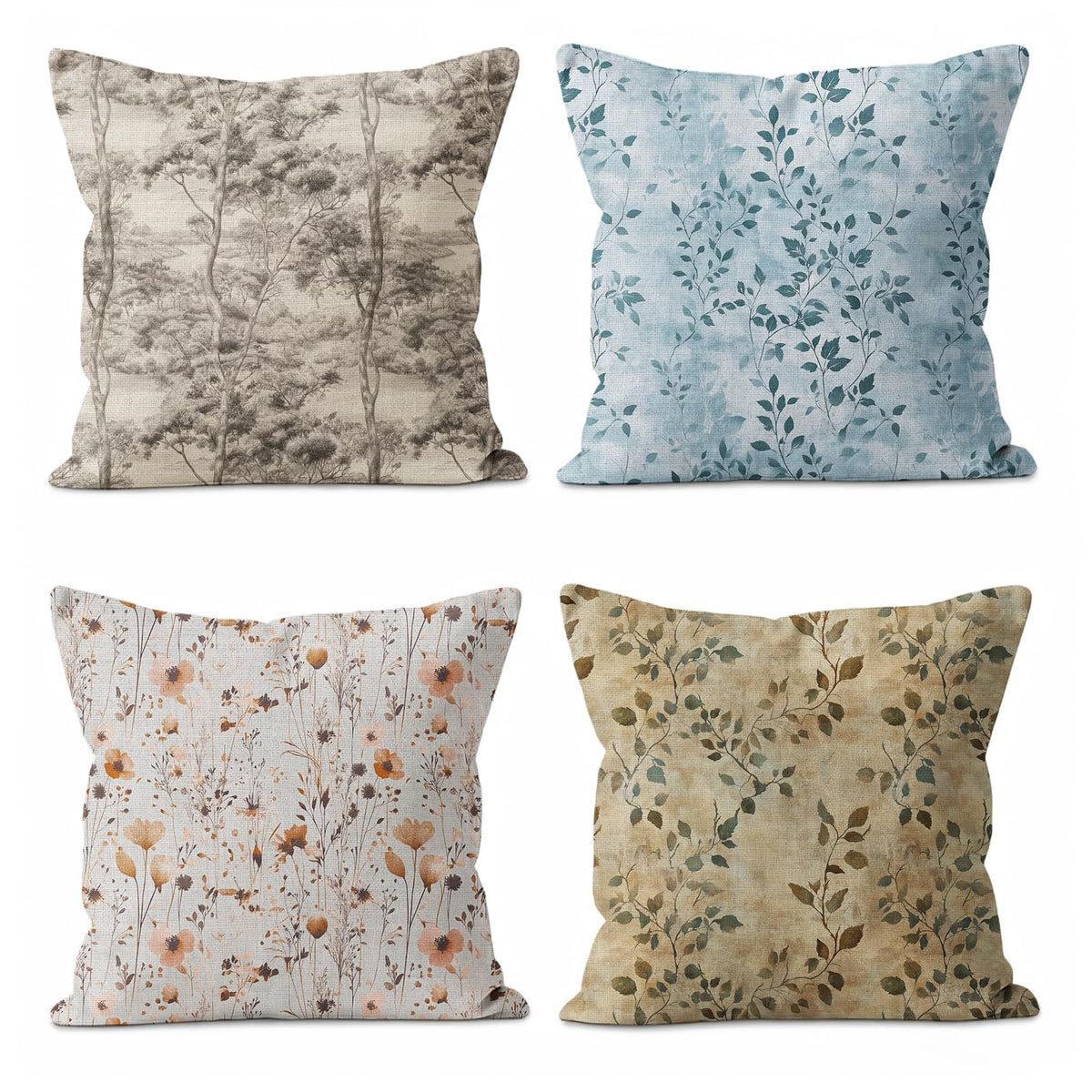 Vintage Floral Throw Pillow Covers 4-Pack