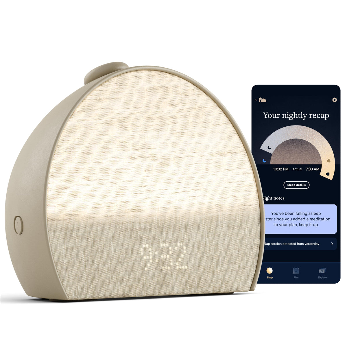 Hatch Sleep Clock Bedside Sleep Tracker, Smart Light, Sound Machine