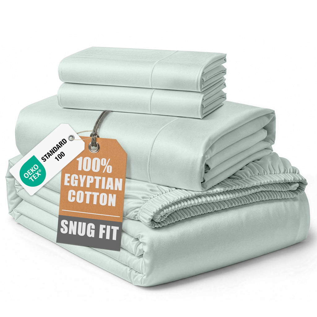 Egyptian Cotton Sateen Sheet Set with Fully Elasticized Fitted Sheet